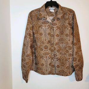 Columbia Brown Flower Print Button-Down Shirt